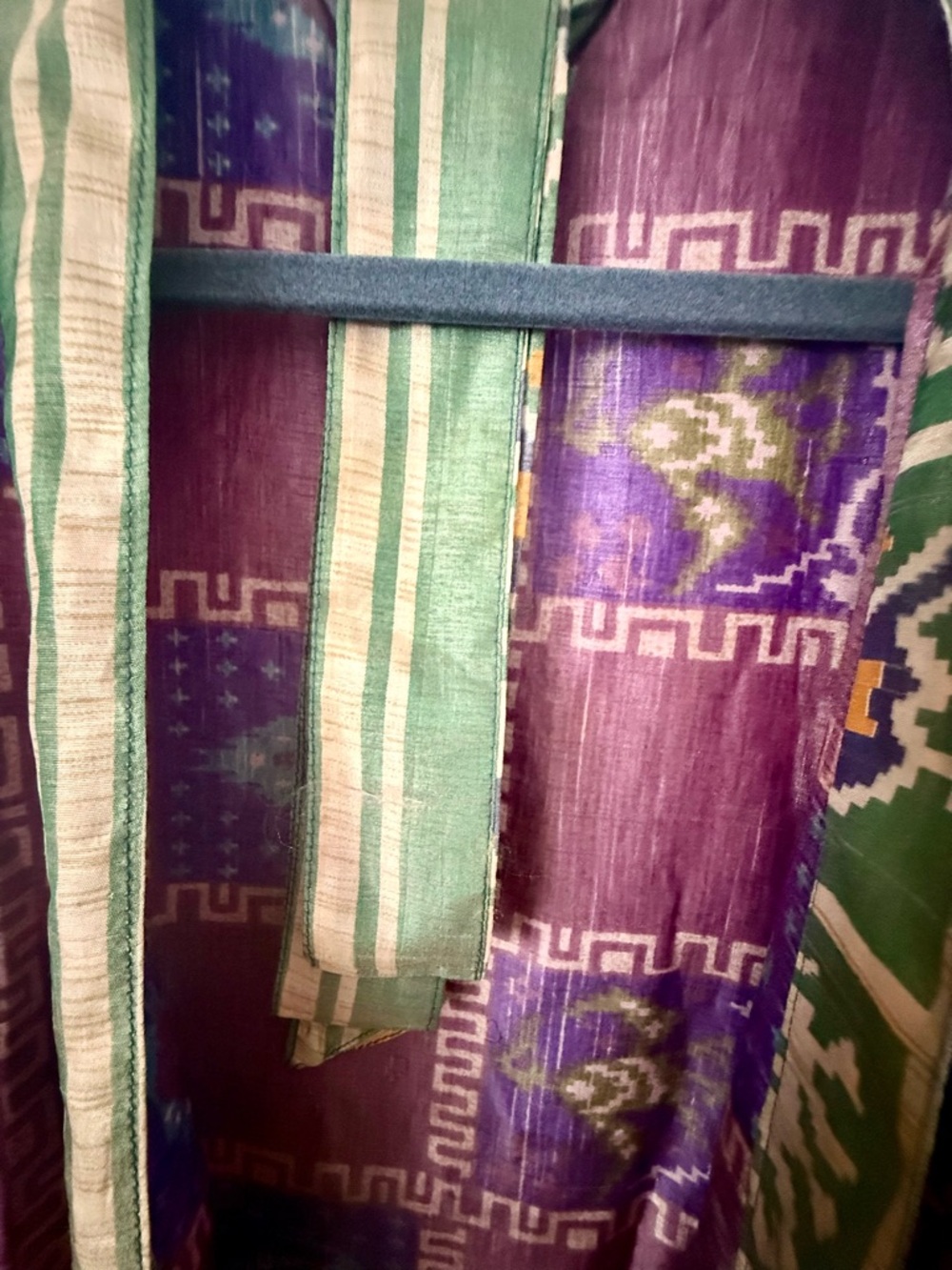 Patchwork Multi Color Robe Silk Saree Kimono Women’s Wrap Robe - Picture 4 of 6